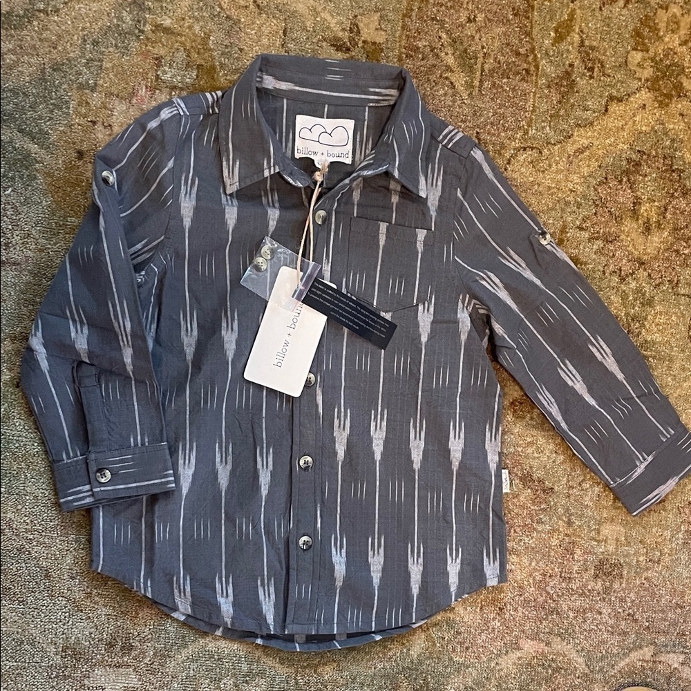 Kids  Gray Patterned Long Sleeve shirt by Billow + bound.